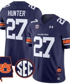 Jarquez Hunter Jersey #27 Auburn Tigers SEC Patch Vapor Limited College Football Stitched Navy