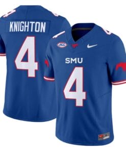 Jaylan Knighton Jersey #4 SMU Mustangs Icy College Football Vapor Limited Blue