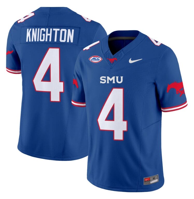 Jaylan Knighton Jersey #4 SMU Mustangs Icy College Football Vapor Limited Blue 8 Jaylan Knighton Jersey #4 SMU Mustangs Icy College Football Vapor Limited Blue