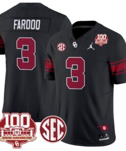 Jalil Farooq Jersey #3 Oklahoma Sooners 100th Anniversary Patch Vapor Limited College Football Stitched Black