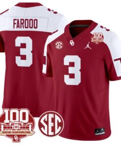 Jalil Farooq Jersey #3 Oklahoma Sooners 100th Anniversary Patch Vapor Limited College Football Stitched Crimson Alternate
