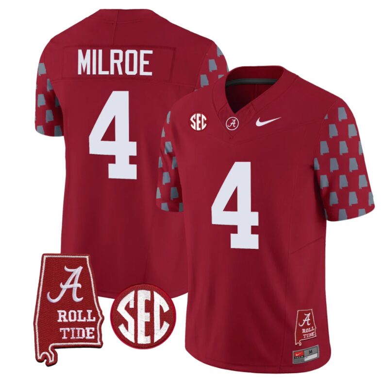 Jalen Milroe Jersey #4 Alabama Crimson Tide Vapor College Football Limited Stitched Crimson 8 Jalen Milroe Jersey #4 Alabama Crimson Tide Vapor College Football Limited Stitched Crimson