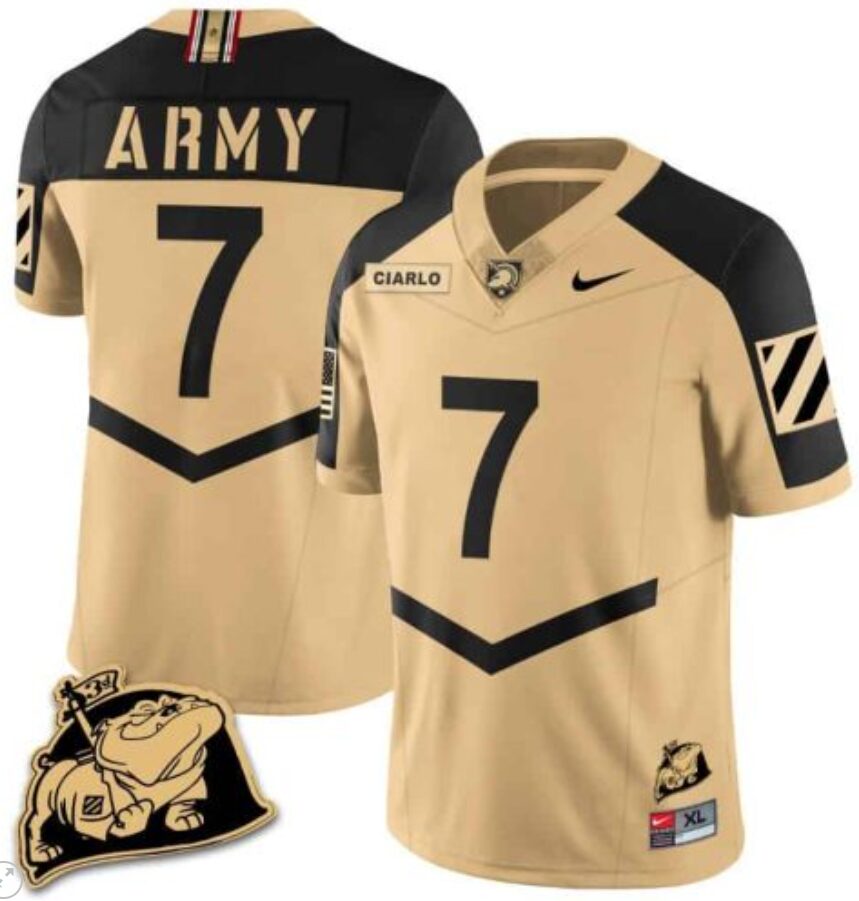 Jimmy Ciarlo Jersey #7 Army Black Knights Jersey Rocky The Bulldog Patch Vapor Limited College Football Stitched Gold Alternate 1 Jimmy Ciarlo Jersey #7 Army Black Knights Jersey Rocky The Bulldog Patch Vapor Limited College Football Stitched Gold Alternate