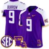 Joe Burrow Jersey #9 LSU Tigers 2024 Louisiana Patch Vapor Limited College Football Stitched Purple Alternate