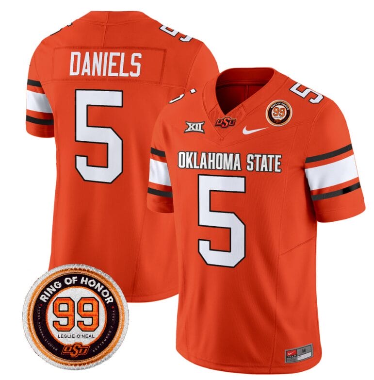 Kendal Daniels Jersey #5 Oklahoma State Cowboys Leslie O'neal Patch Vapor Limited College Football Stitched Orange 8 Kendal Daniels Jersey #5 Oklahoma State Cowboys Leslie O'neal Patch Vapor Limited College Football Stitched Orange