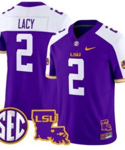 Kyren Lacy Jersey #2 LSU Tigers 2024 Louisiana Patch Vapor Limited College Football Stitched Purple Alternate