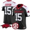KJ Jackson Jersey #15 Arkansas Razorbacks Vapor Limited College Football Stitched Black Alternate