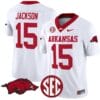 KJ Jackson Jersey #15 Arkansas Razorbacks Vapor Limited College Football Stitched White
