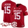 KJ Jackson Jersey #15 Arkansas Razorbacks Vapor Limited College Football Stitched Cardinal