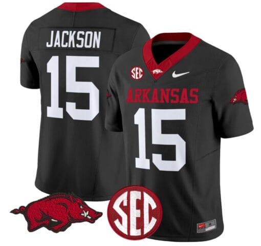 KJ Jackson Jersey #15 Arkansas Razorbacks Vapor Limited College Football Stitched Black 