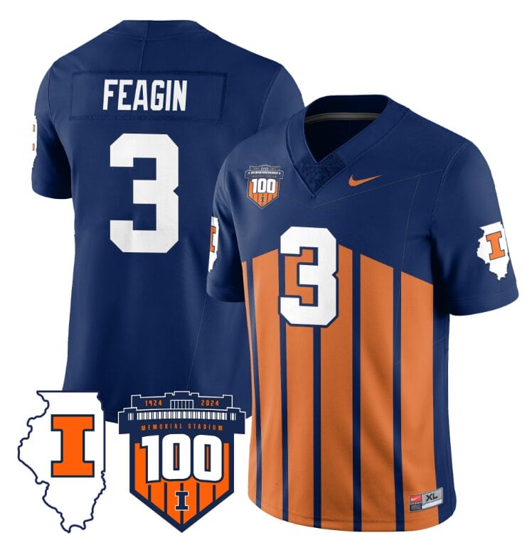 Kaden Feagin Jersey #3 Illinois Fighting Vapor Limited College Football Stitched Throwback 8 Kaden Feagin Jersey #3 Illinois Fighting Vapor Limited College Football Stitched Throwback