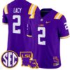 Kyren Lacy Jersey #2 LSU Tigers 2024 Louisiana Patch Vapor Limited College Football Stitched Purple