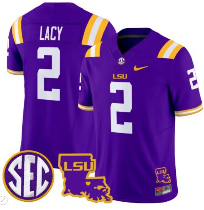 Kyren Lacy Jersey #2 LSU Tigers 2024 Louisiana Patch Vapor Limited College Football Stitched Purple 8 Kyren Lacy Jersey #2 LSU Tigers 2024 Louisiana Patch Vapor Limited College Football Stitched Purple