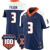 Kaden Feagin Jersey #3 Illinois Fighting Vapor Limited College Football Stitched Navy Alternate