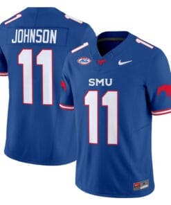 LJ Johnson Jr Jersey #11 SMU Mustangs Icy College Football Vapor Limited Blue 