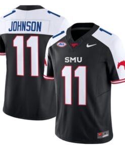 LJ Johnson Jr Jersey #11 SMU Mustangs Icy College Football Vapor Limited Black Alternate