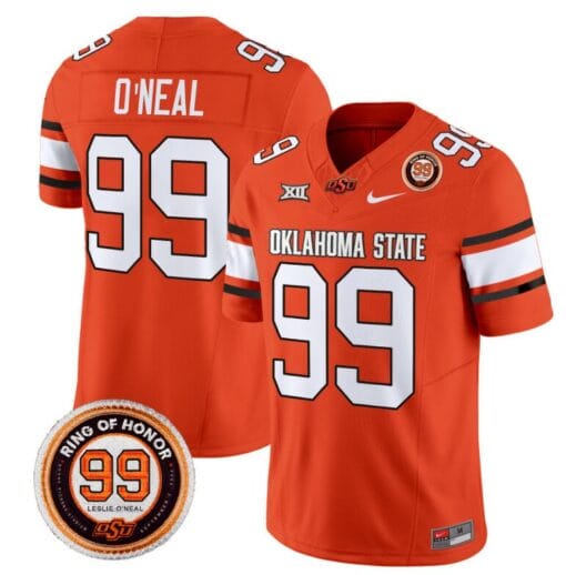 Leslie O'neal Jersey #99 Oklahoma State Cowboys Leslie O'neal Patch Vapor Limited College Football Stitched Orange