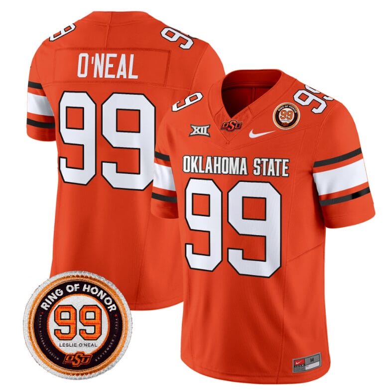 Leslie O'neal Jersey #99 Oklahoma State Cowboys Leslie O'neal Patch Vapor Limited College Football Stitched Orange 8 Leslie O'neal Jersey #99 Oklahoma State Cowboys Leslie O'neal Patch Vapor Limited College Football Stitched Orange