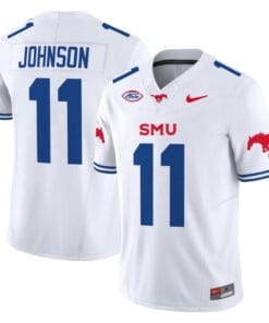 LJ Johnson Jr Jersey #11 SMU Mustangs Icy College Football Vapor Limited White