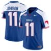 LJ Johnson Jr Jersey #11 SMU Mustangs Icy College Football Vapor Limited Blue Alternate