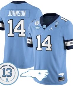 Max Johnson Jersey #14 North Carolina Tar Heels Vapor College Football Stitched Alternate Blue