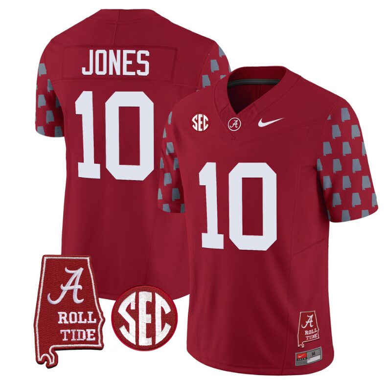 Mac Jones Jersey #10 Alabama Crimson Tide Vapor College Football Limited Stitched Crimson