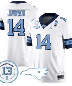 Max Johnson Jersey #14 North Carolina Tar Heels Vapor College Football Stitched Alternate Blue