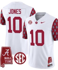 Mac Jones Jersey #10 Alabama Crimson Tide Vapor College Football Limited Stitched Crimson Sleeves