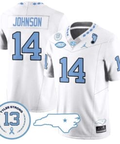 Max Johnson Jersey #14 North Carolina Tar Heels Vapor College Football Stitched White