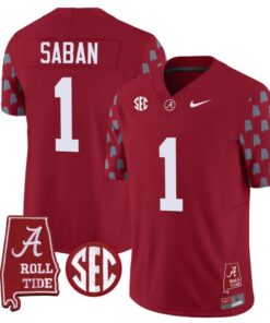 Nick Saban Jersey #1 Alabama Crimson Tide Vapor College Football Limited Stitched Crimson