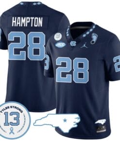 Omarion Hampton Jersey #28 North Carolina Tar Heels Vapor College Football Stitched Navy