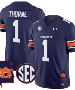Payton Thorne Jersey #1 Auburn Tigers SEC Patch Vapor Limited College Football Stitched Navy