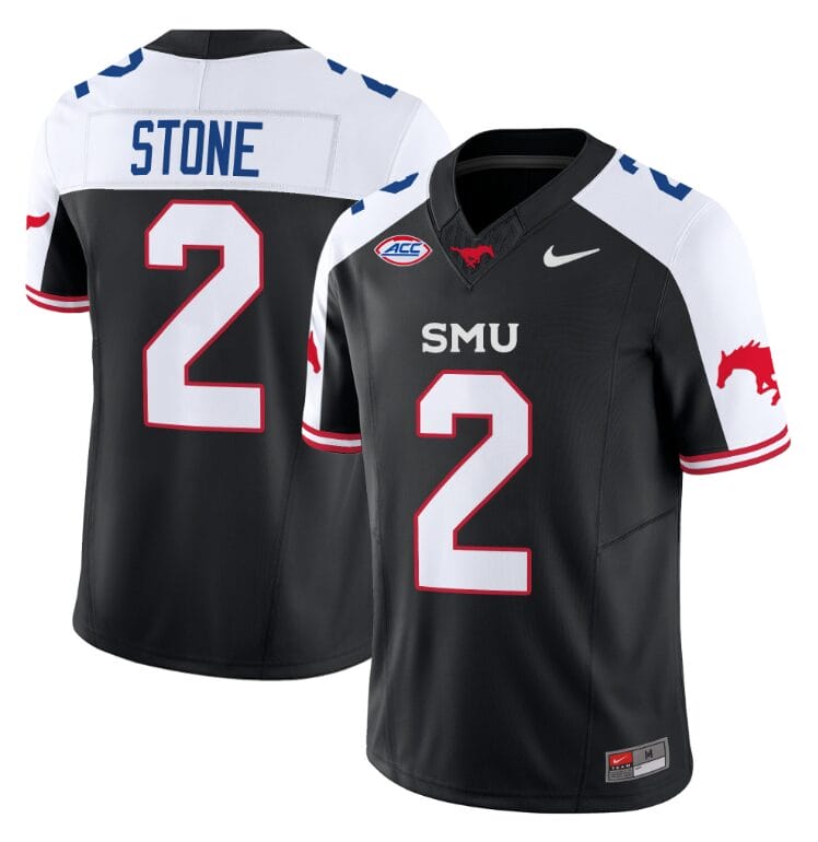 Preston Stone Jersey #2 SMU Mustangs Icy College Football Vapor Limited Black Alternate 8 Preston Stone Jersey #2 SMU Mustangs Icy College Football Vapor Limited Black Alternate