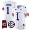 Payton Thorne Jersey #1 Auburn Tigers SEC Patch Vapor Limited College Football Stitched White