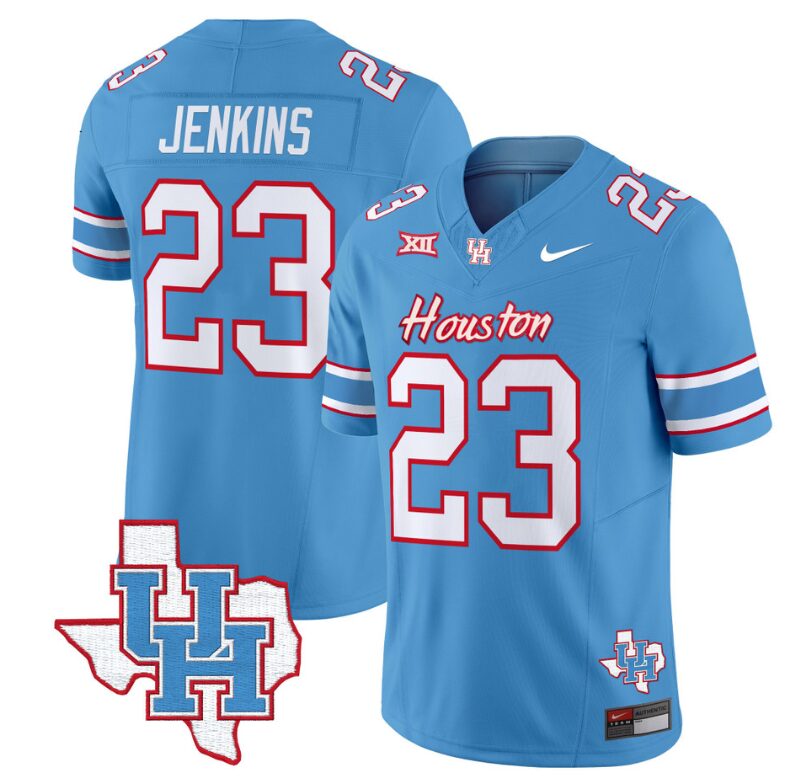 Parker Jenkins Jersey #23 Houston Cougars Oilers Inspired Vapor College Football Limited Stitched Blue 8 Parker Jenkins Jersey #23 Houston Cougars Oilers Inspired Vapor College Football Limited Stitched Blue