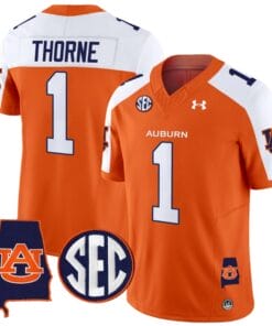 Payton Thorne Jersey #1 Auburn Tigers SEC Patch Vapor Limited College Football Stitched Orange Alternate