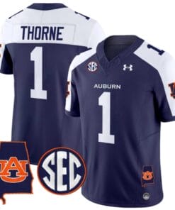 Payton Thorne Jersey #1 Auburn Tigers SEC Patch Vapor Limited College Football Stitched Navy Alternate