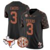 Quinn Ewers Jersey #3 Texas Longhorns State Map and Sec Patch Vapor Limited College Football Stitched Black