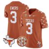 Quinn Ewers Jersey #3 Texas Longhorns State Map and Sec Patch Vapor Limited College Football Stitched Texas Orange