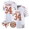 Ricky Williams Jersey #34 Texas Longhorns State Map and Sec Patch Vapor Limited College Football Stitched White