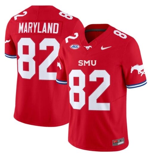 RJ Maryland Jersey #82 SMU Mustangs Icy College Football Vapor Limited Red