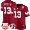 Reggie Powers III Jersey #13 Oklahoma Sooners 100th Anniversary Patch Vapor Limited College Football Stitched Crimson