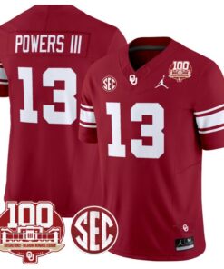Reggie Powers III Jersey #13 Oklahoma Sooners 100th Anniversary Patch Vapor Limited College Football Stitched Crimson