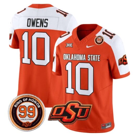 Rashod Owens Jersey #10 Oklahoma State Cowboys Leslie O'neal Patch Vapor Limited College Football Stitched Orange Alternate
