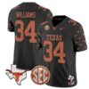 Ricky Williams Jersey #34 Texas Longhorns State Map and Sec Patch Vapor Limited College Football Stitched Black