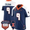 Seth Coleman Jersey #9 Illinois Fighting Vapor Limited College Football Stitched Navy Alternate
