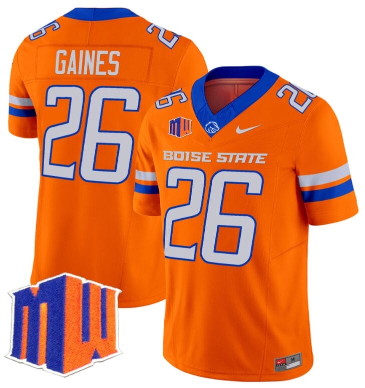 Sire Gaines Jersey #26 Boise State Broncos Vapor Limited College Football Stitched Orange 8 Sire Gaines Jersey #26 Boise State Broncos Vapor Limited College Football Stitched Orange