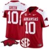 Taylen Green Jersey #10 Arkansas Razorbacks Vapor Limited College Football Stitched Cardinal Alternate