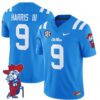 Tre Harris Jersey #9 Ole Miss Rebels Vapor Limited College Football Stitched Powder Blue