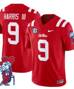 Tre Harris Jersey #9 Ole Miss Rebels Vapor Limited College Football Stitched Red
